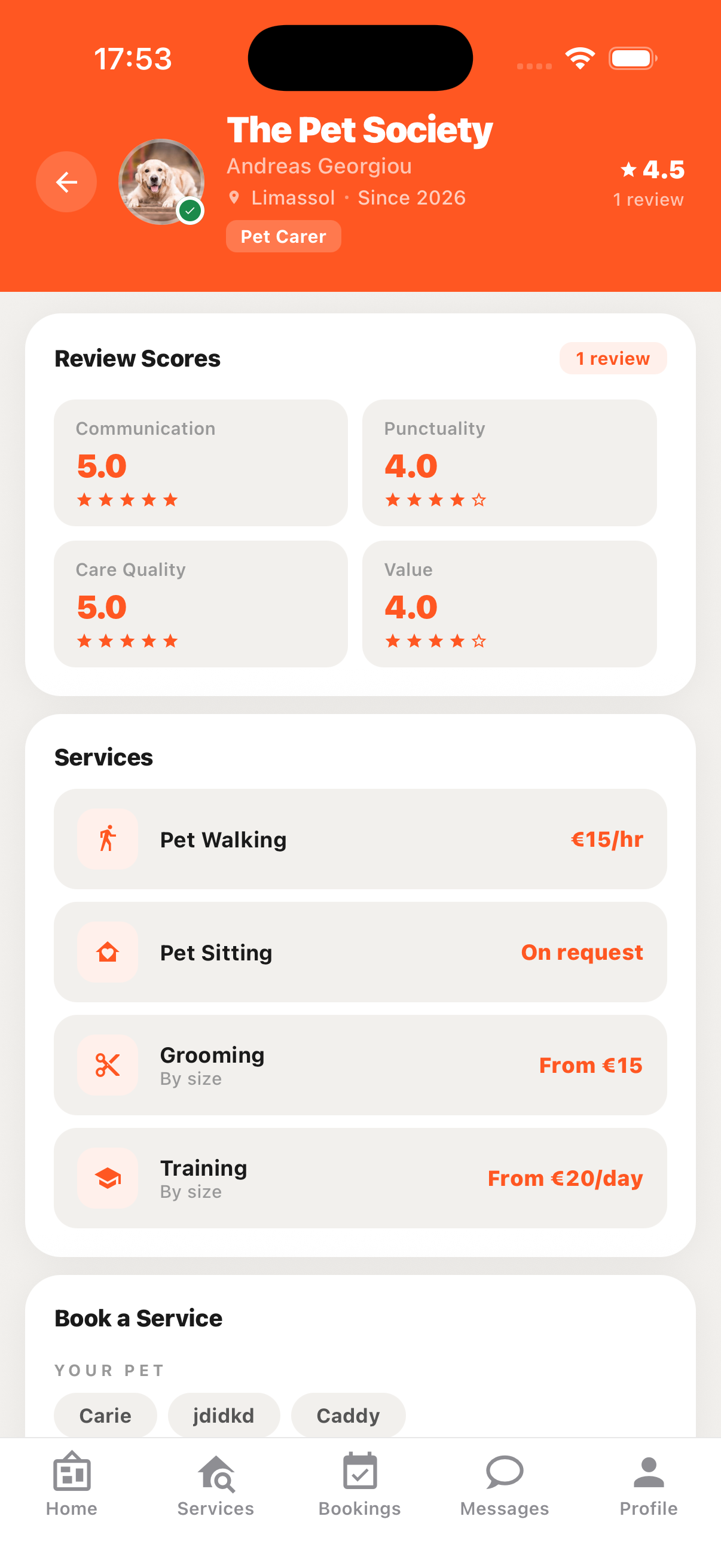 Petie provider profile